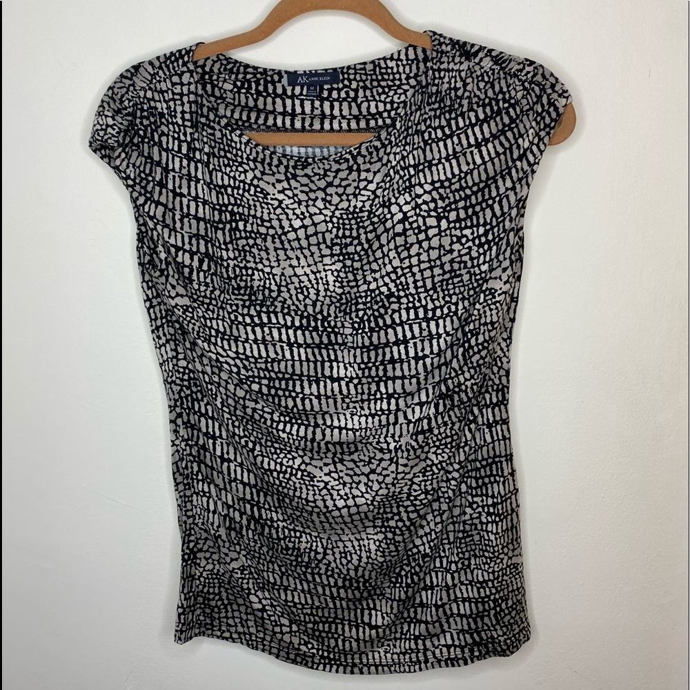 Anne Klein Animal Print Cowl Neck Top